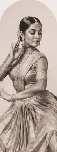 Dancer in a classical Bharatanatyam pose
